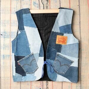Custom upcycled patchwork vest / Vintage Rework